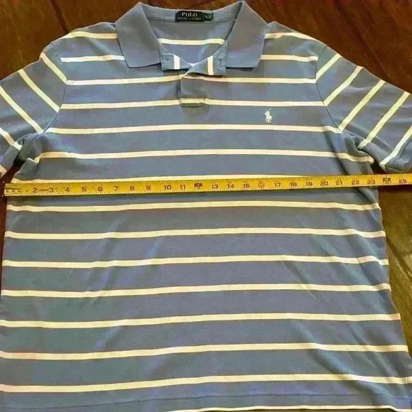 POLO RALPH LAUREN Shirt Mens Blue‎ White Stripe Button Polo Shirt Size XXL - Picture 4 of 6